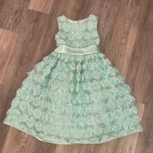 American Princess sea foam green sequin and satin party dress